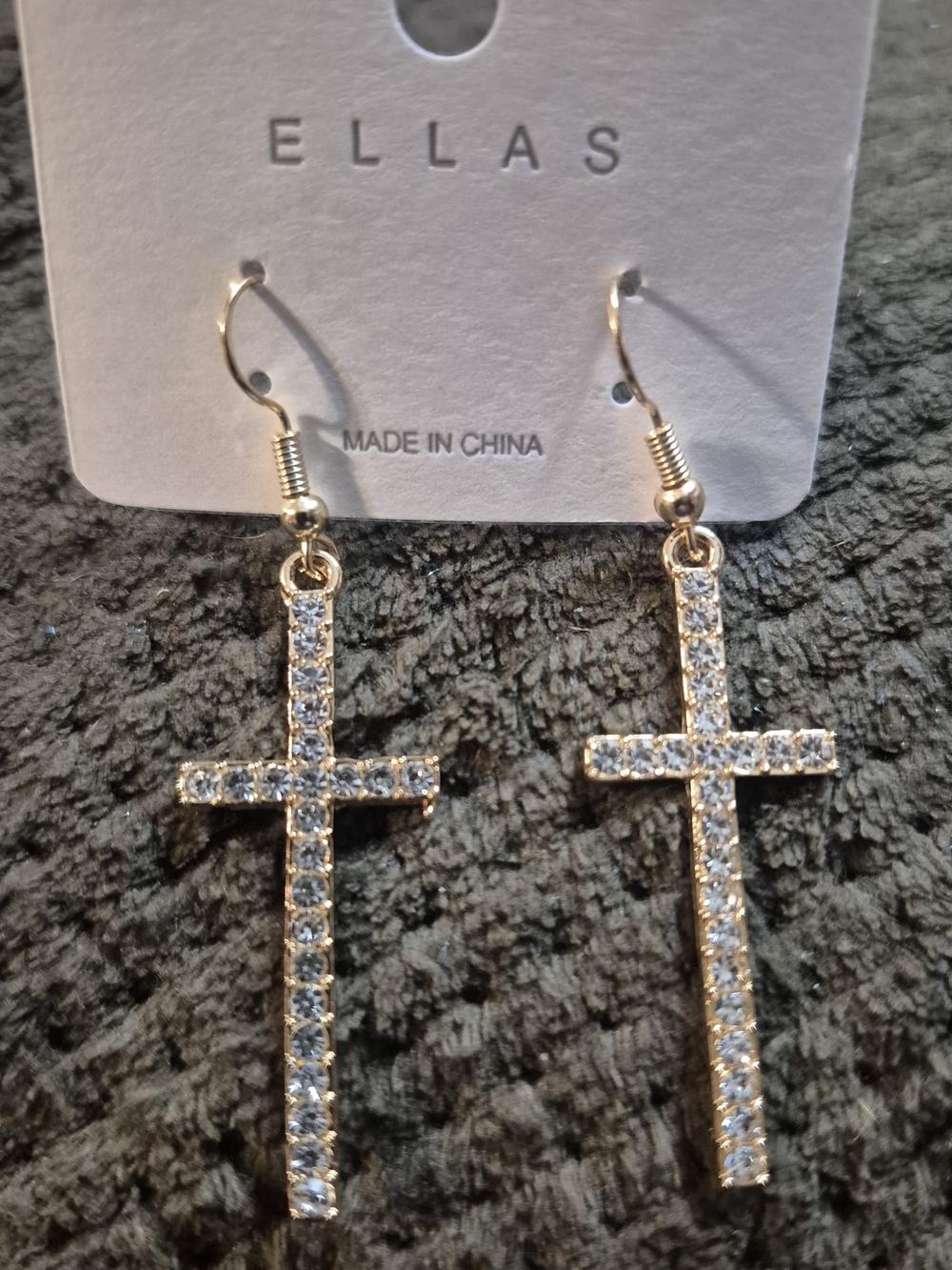Ella Gold-Tone Crystal Cross Drop Earrings - Gold/Clear